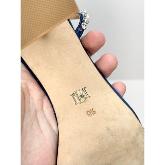 Badgley Mischka Sandals Size 9.5 Blue Marilee Open Toe Embellished Heels - Picture 13 of 14